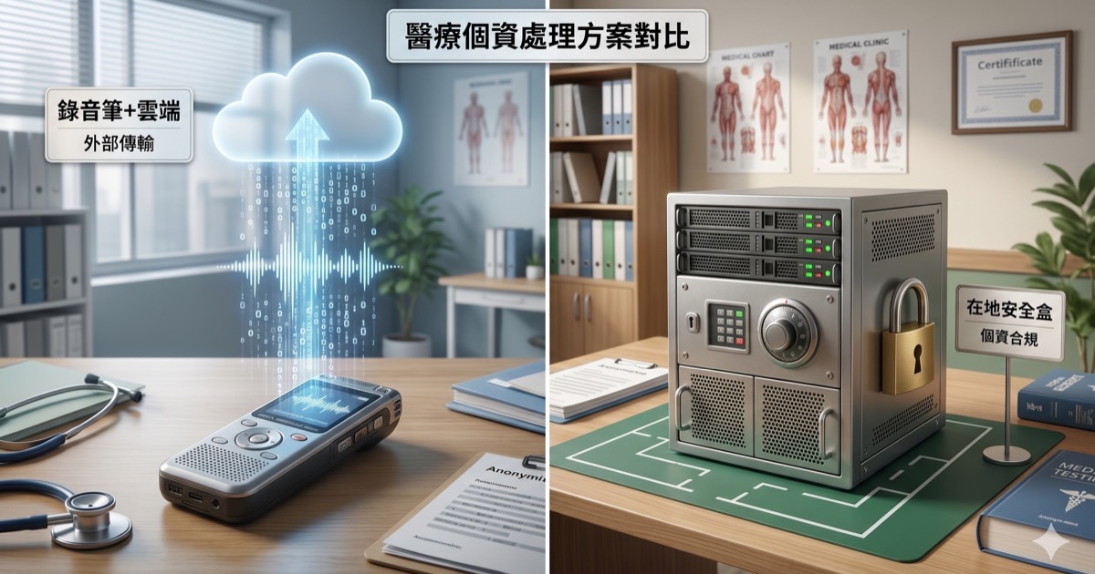 錄音筆＋雲端 AI 轉病歷，個資合規嗎？比較 OPPA 離線方案｜OPPA